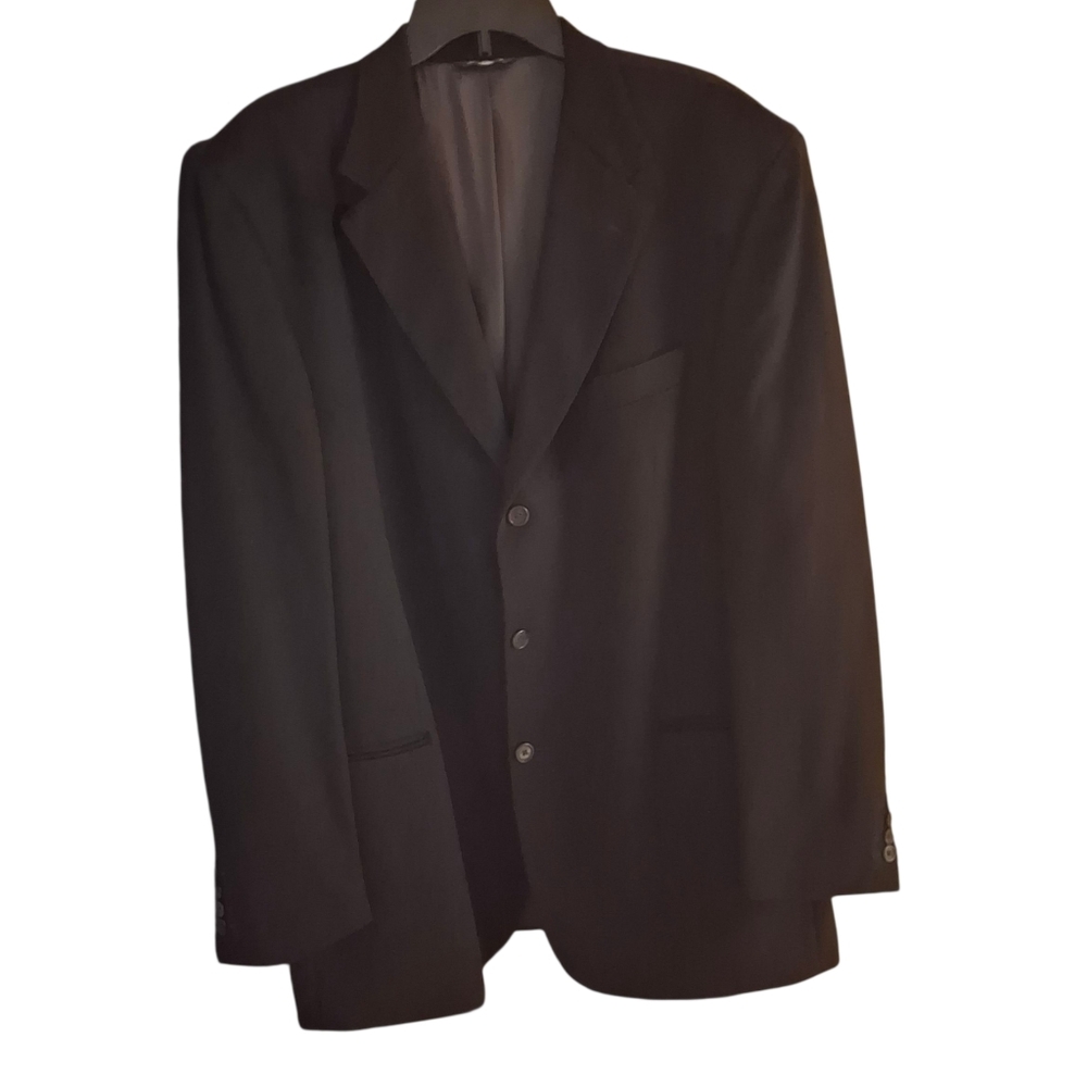 Hathaway Platinum Cashmere Black Suit Blazer Sportcoat Italy   Men Size 44L